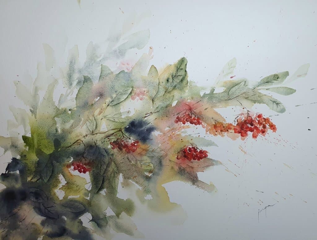 Ashberry, an original watercolour work by Jurga Vilimaite