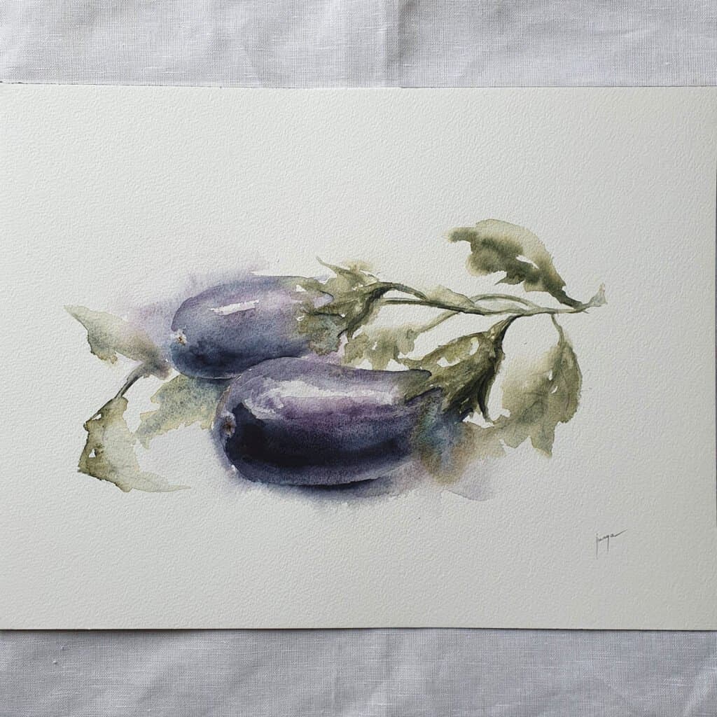 Aubergine, an original watercolour work by Jurga Vilimaite