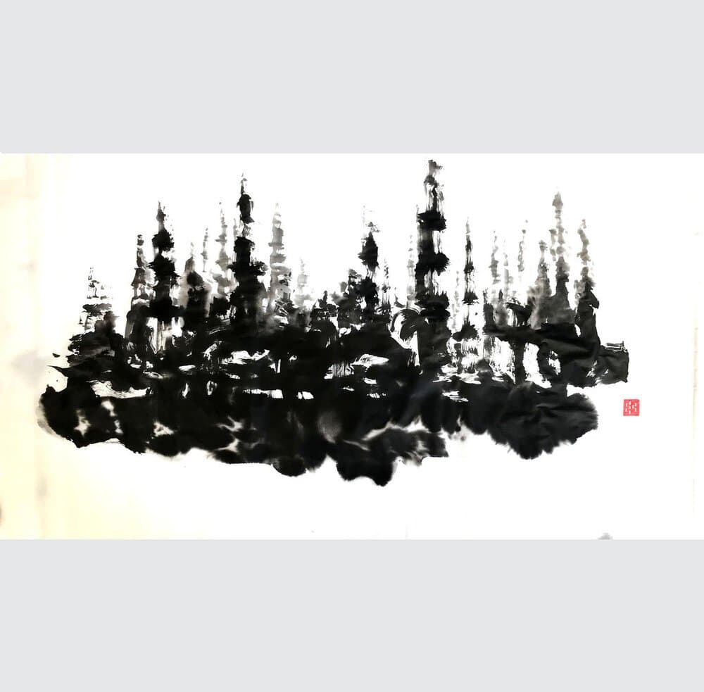 Cairo minarets, attempt to reach the Divine, an original ink work by Jurga Vilimaite