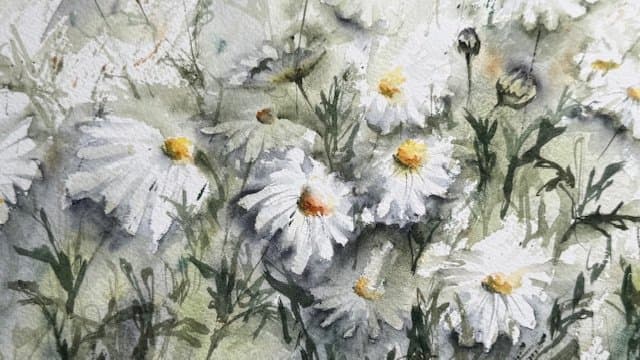 Dancing daisies, an original watercolour work by Jurga Vilimaite