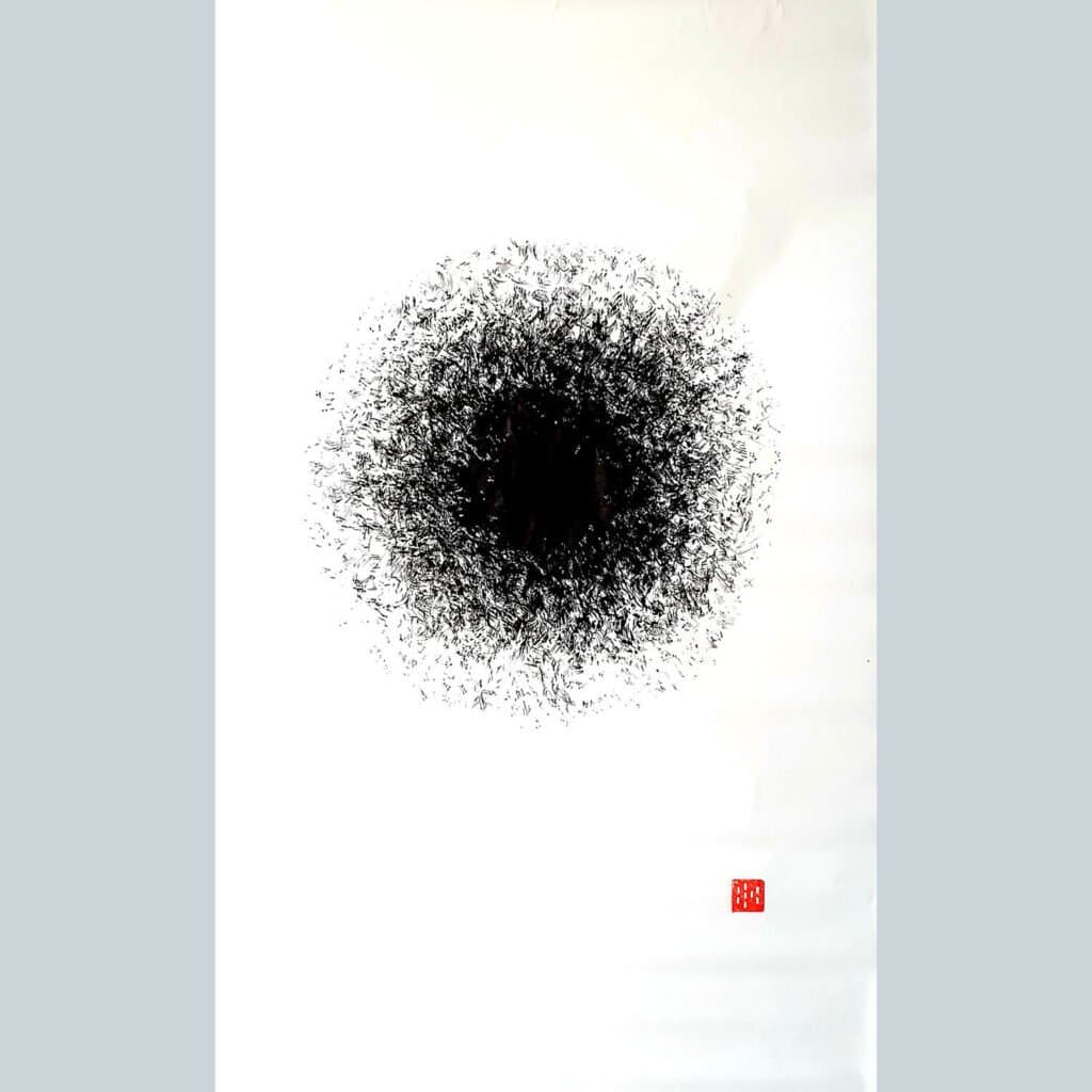 Destruction of mandala, an original ink work by Jurga Vilimaite