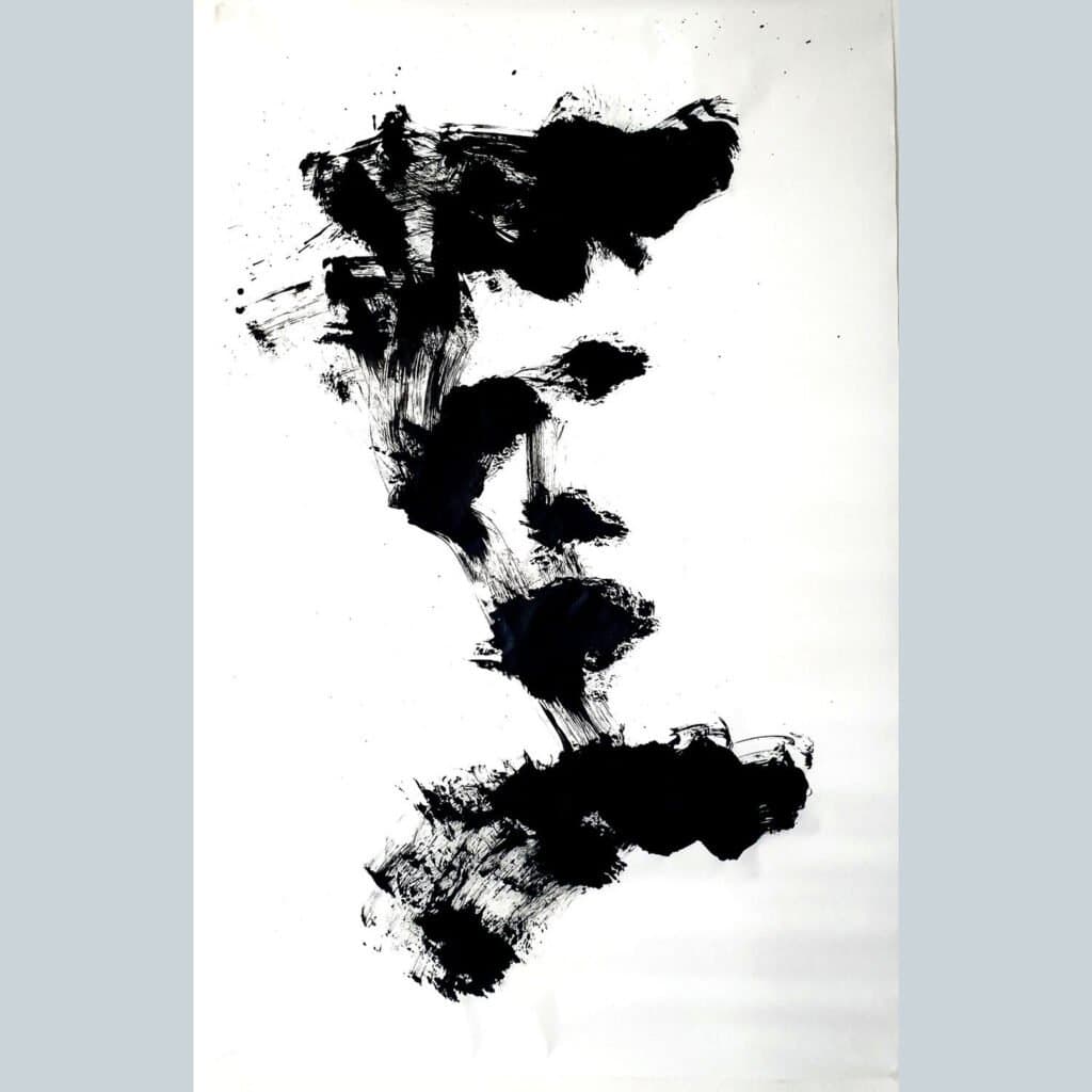 Disappearing face, an original ink work by Jurga Vilimaite