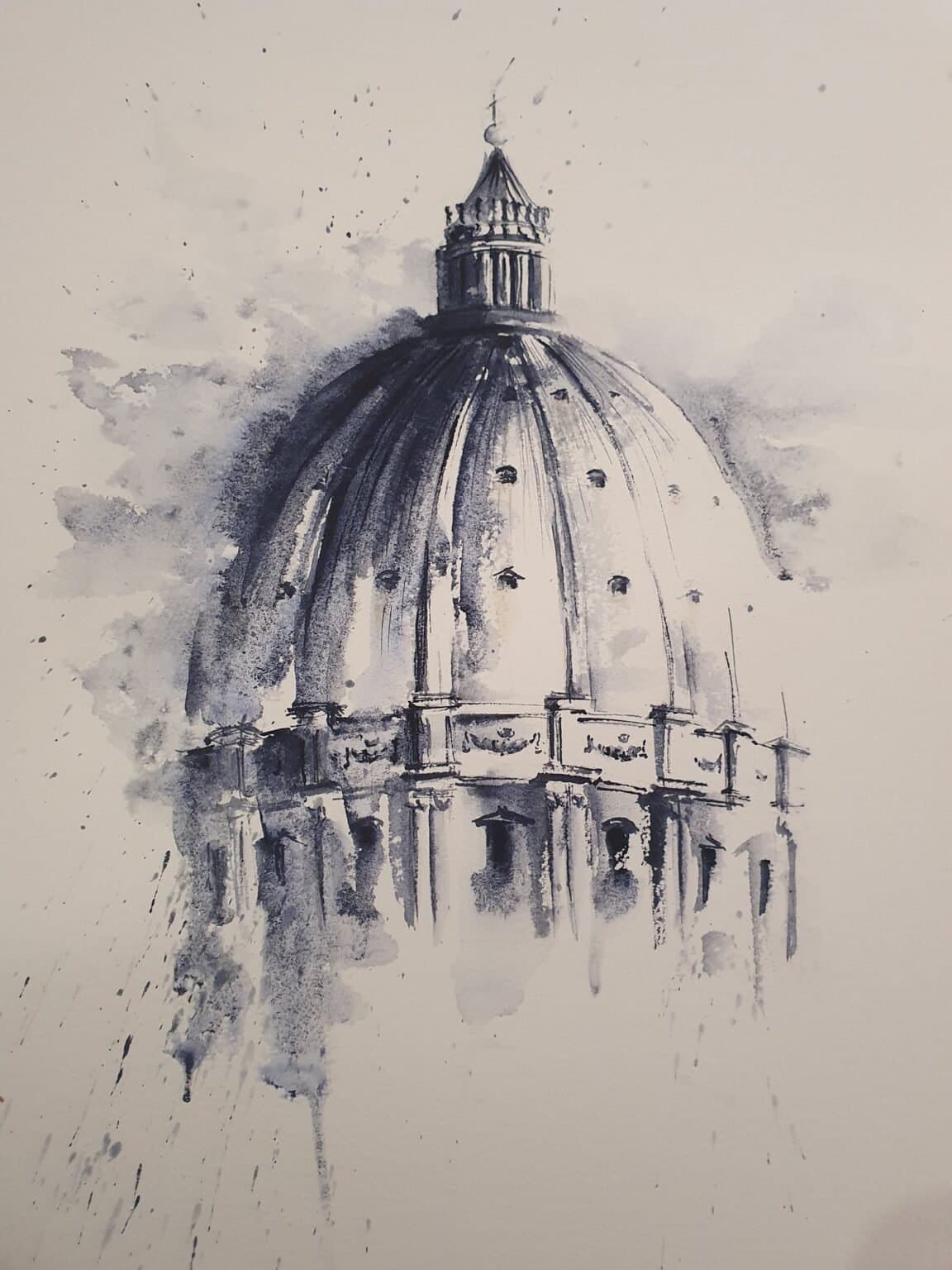 Dome of Rome, an original watercolour work by Jurga Vilimaite