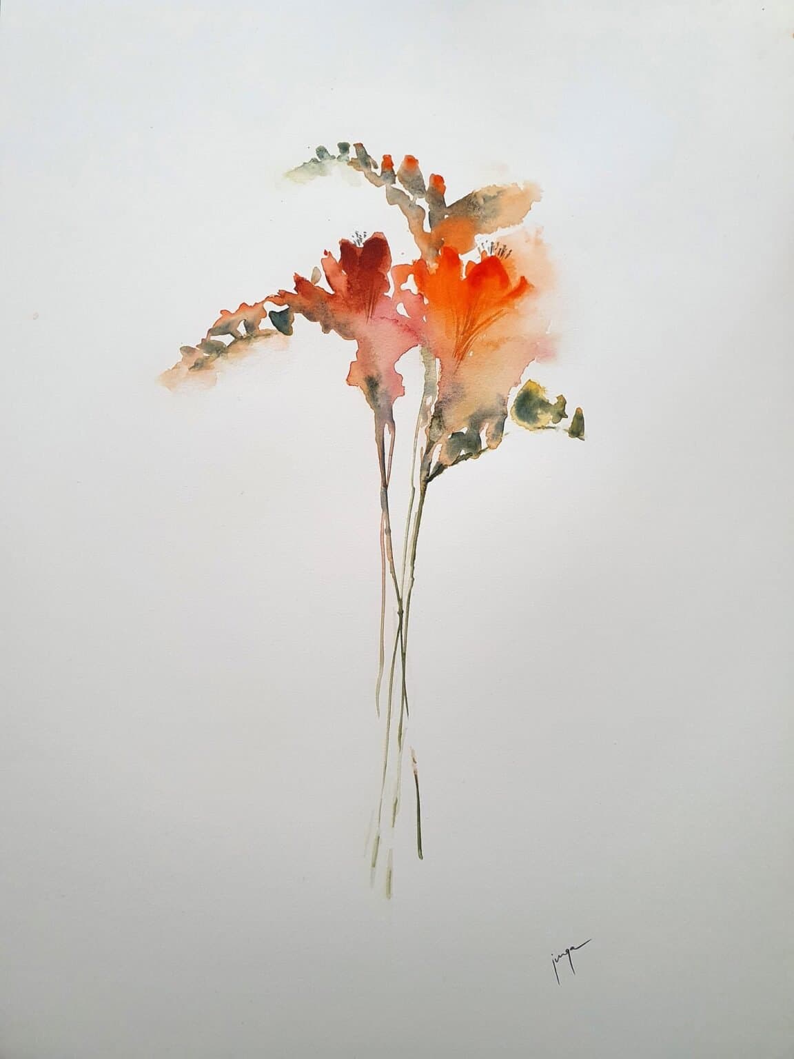 Fresias, an original watercolour work by Jurga Vilimaite