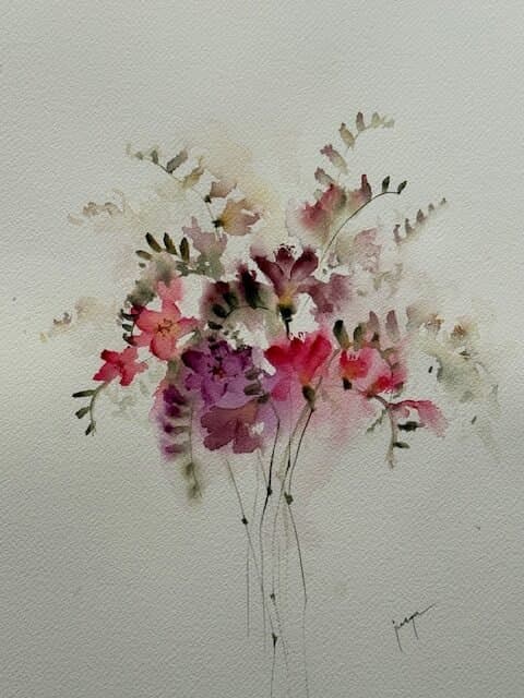 Fresias, an original watercolour work by Jurga Vilimaite