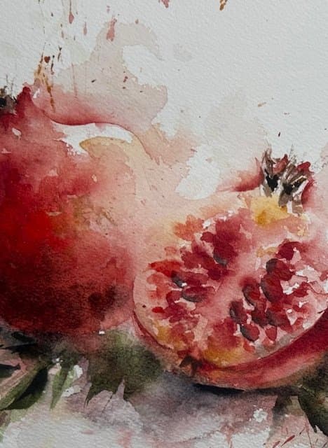 Happy pomegranate, an original watercolour work by Jurga Vilimaite