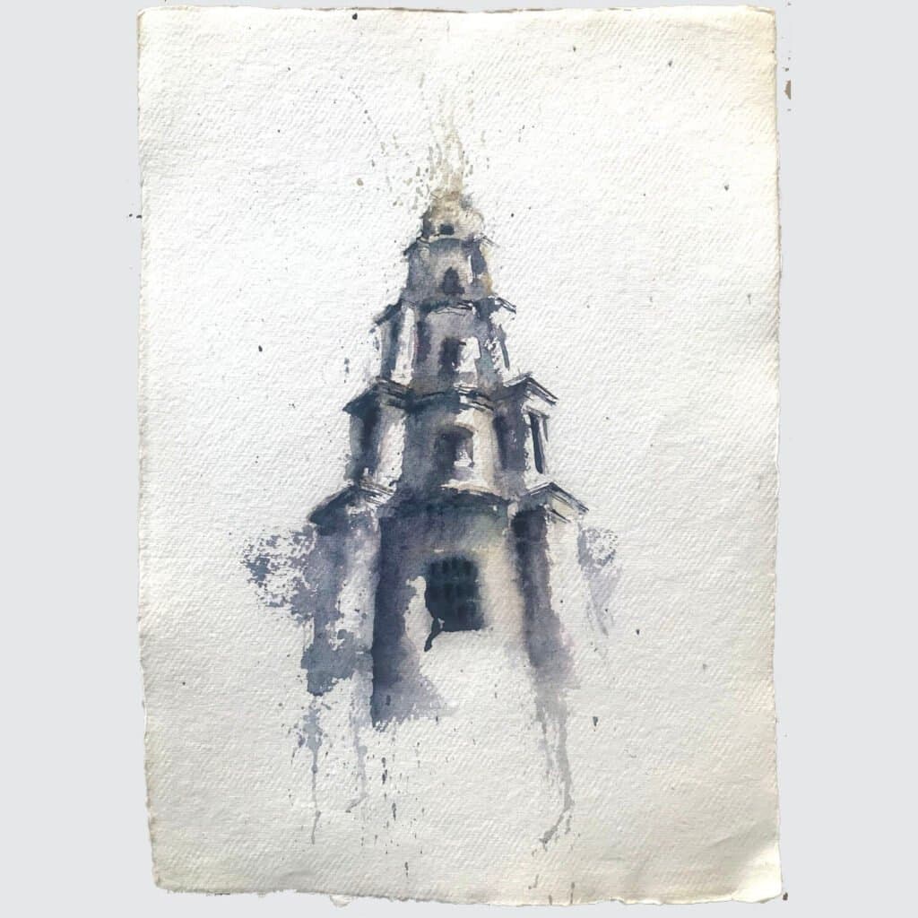 Houses of God, an original watercolour work by Jurga Vilimaite