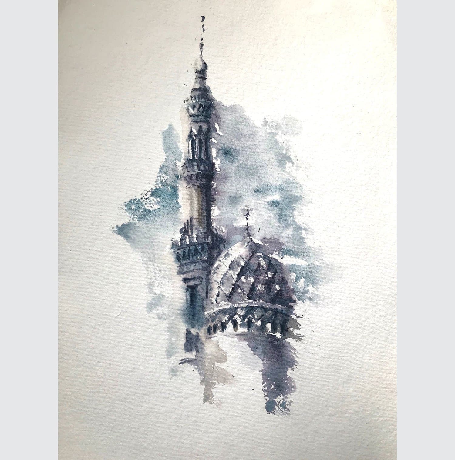 Houses of God, an original watercolour work by Jurga Vilimaite