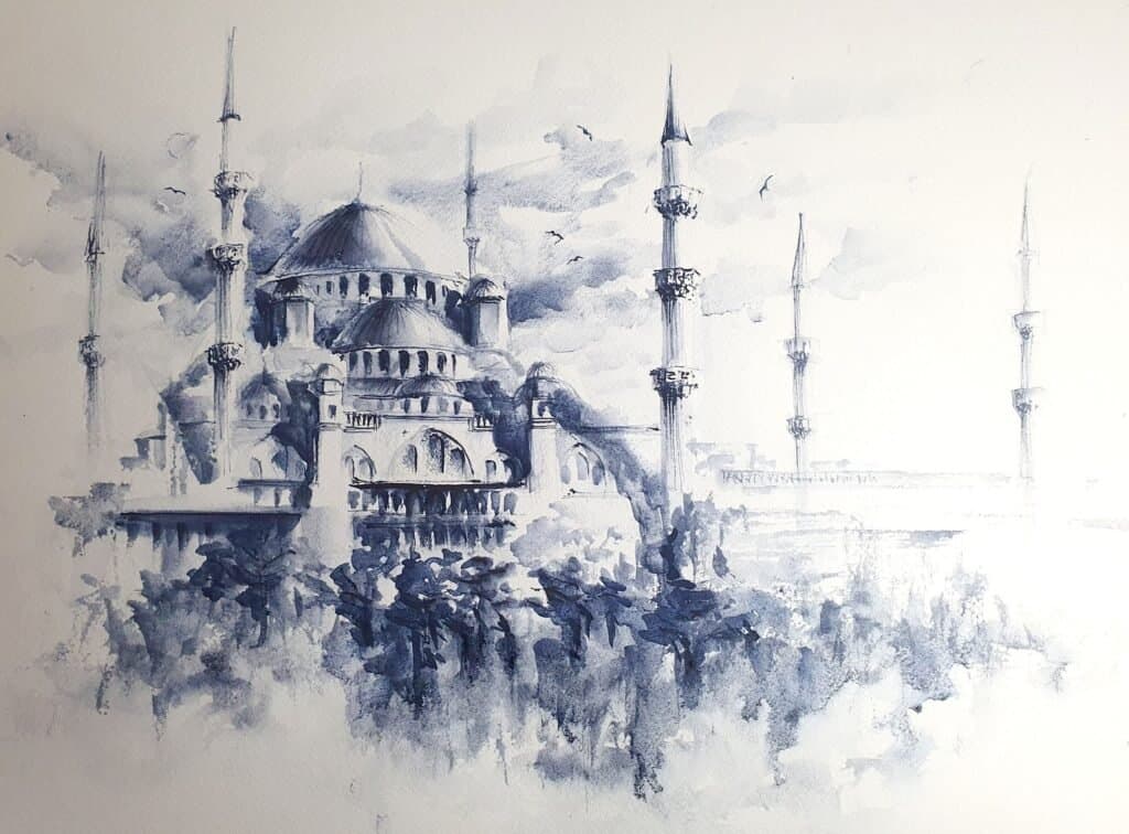 Istanbul, an original watercolour work by Jurga Vilimaite