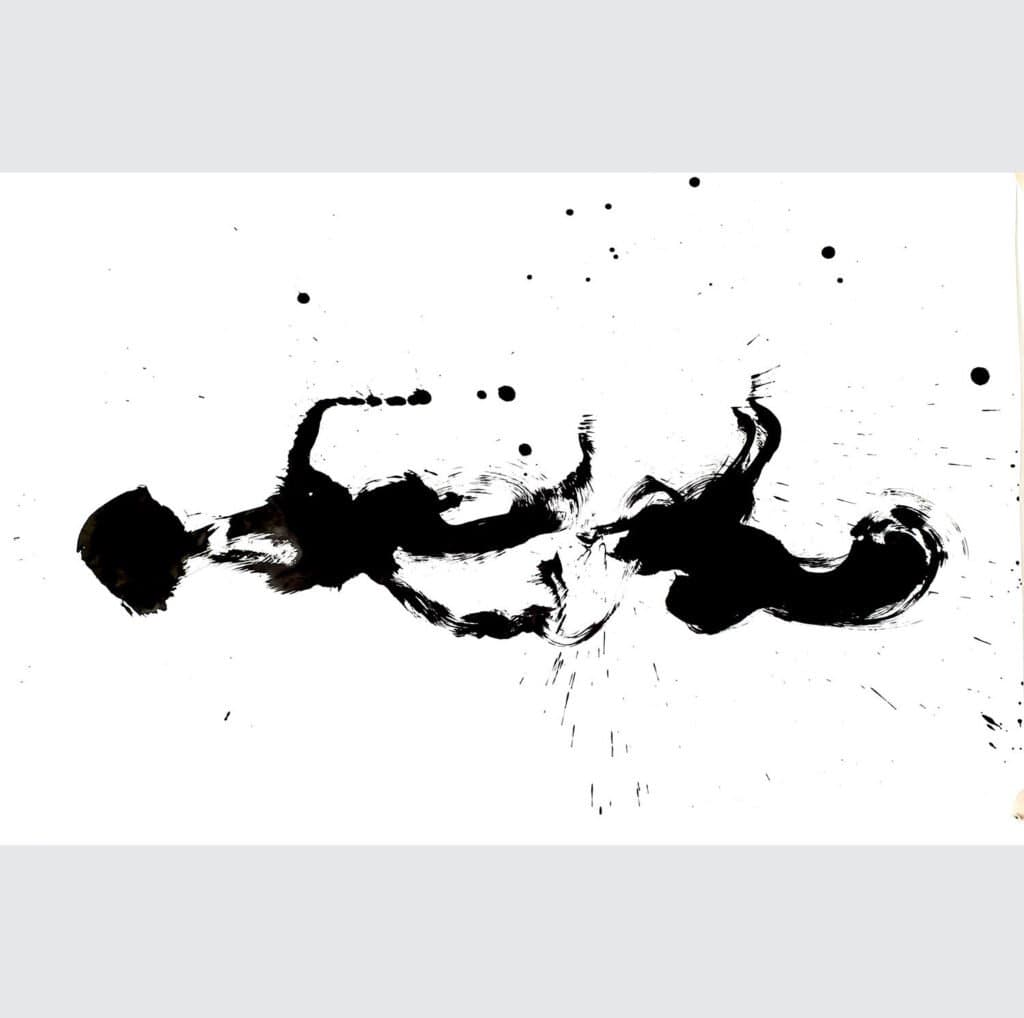 Kids, learning to swim, an original ink work by Jurga Vilimaite