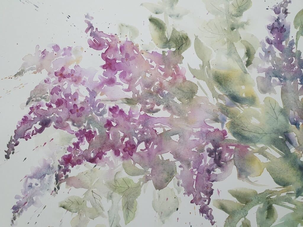 Lilac tree, an original watercolour work by Jurga Vilimaite