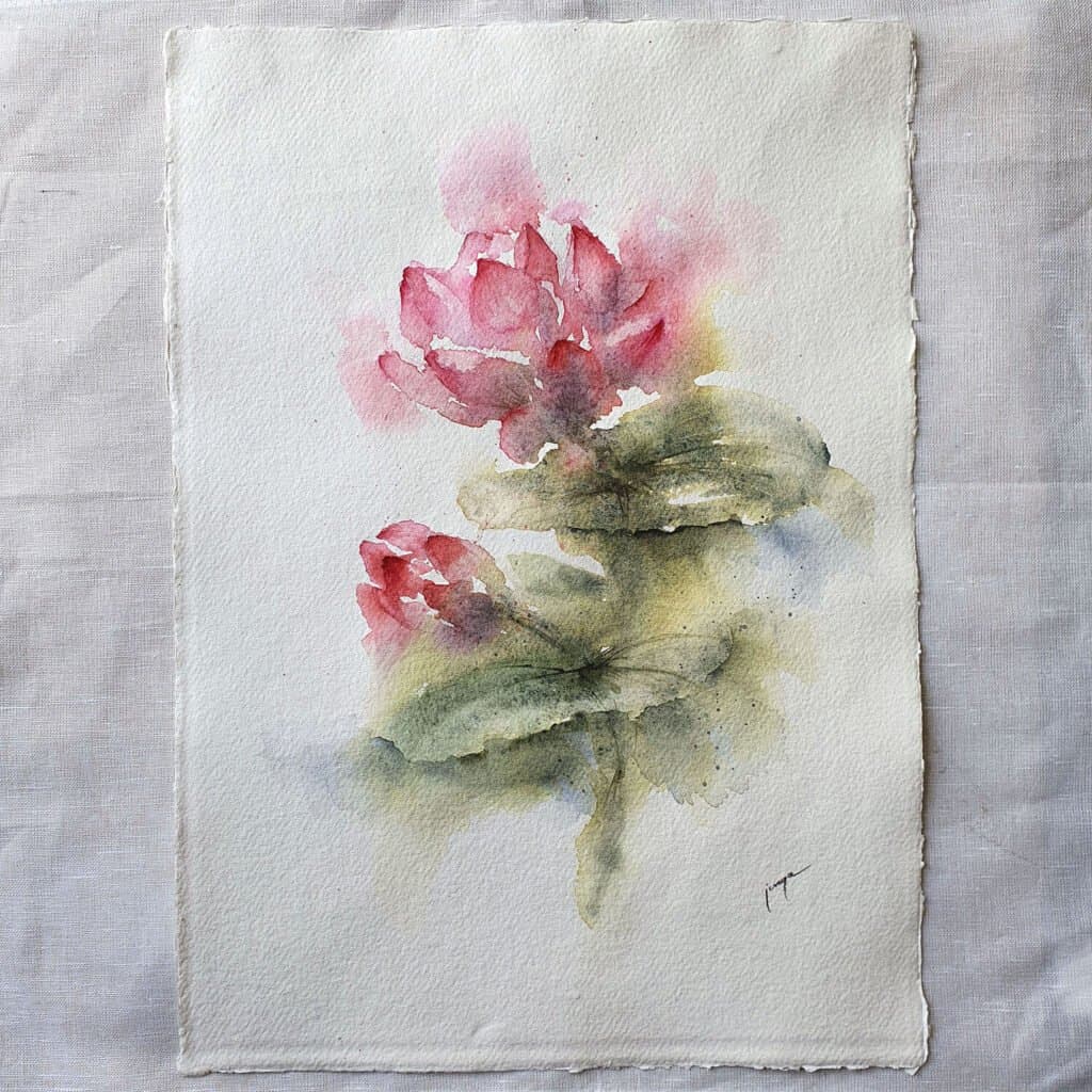 Lotus flower, an original watercolour work by Jurga Vilimaite