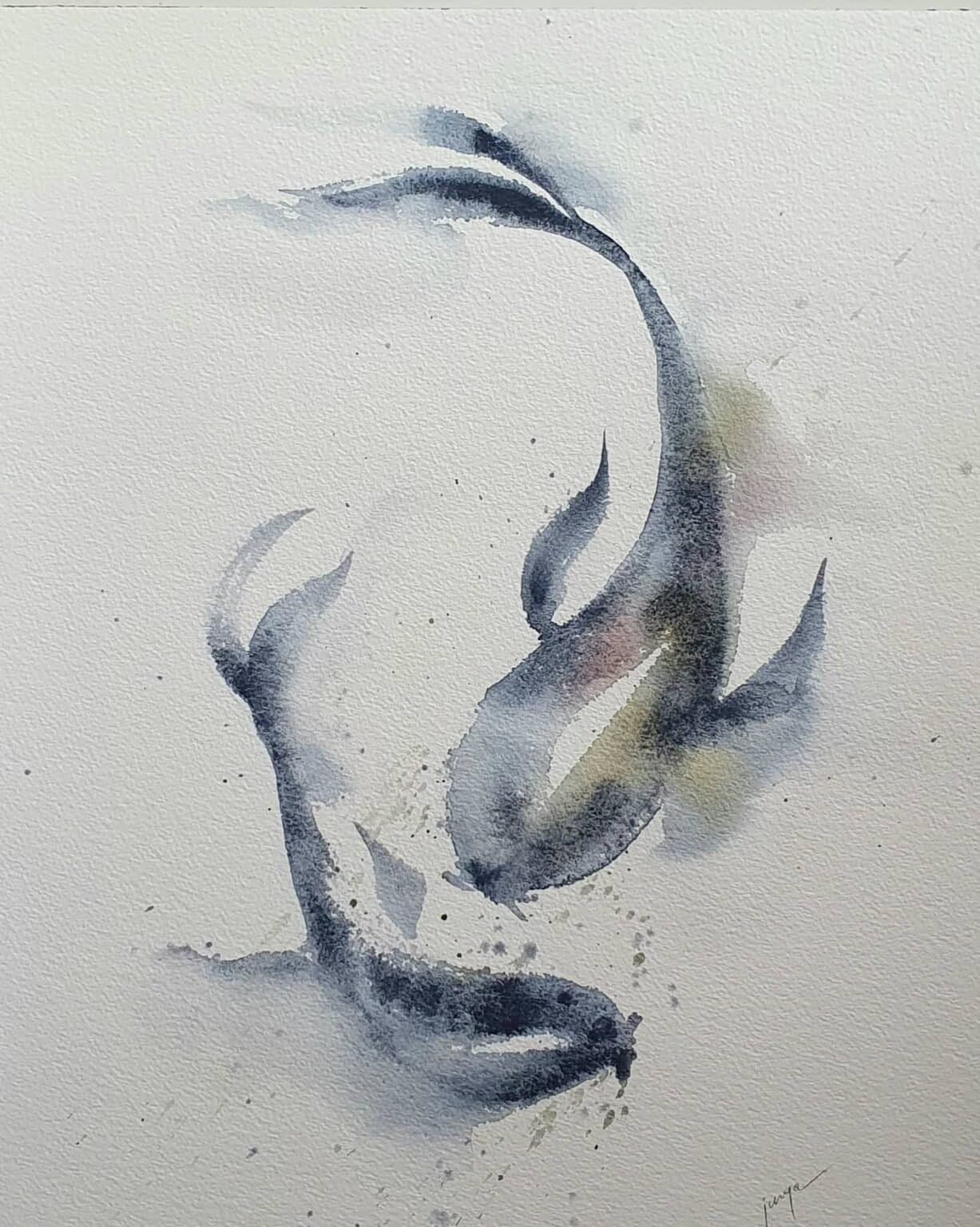 Meditating Koi, an original watercolour work by Jurga Vilimaite