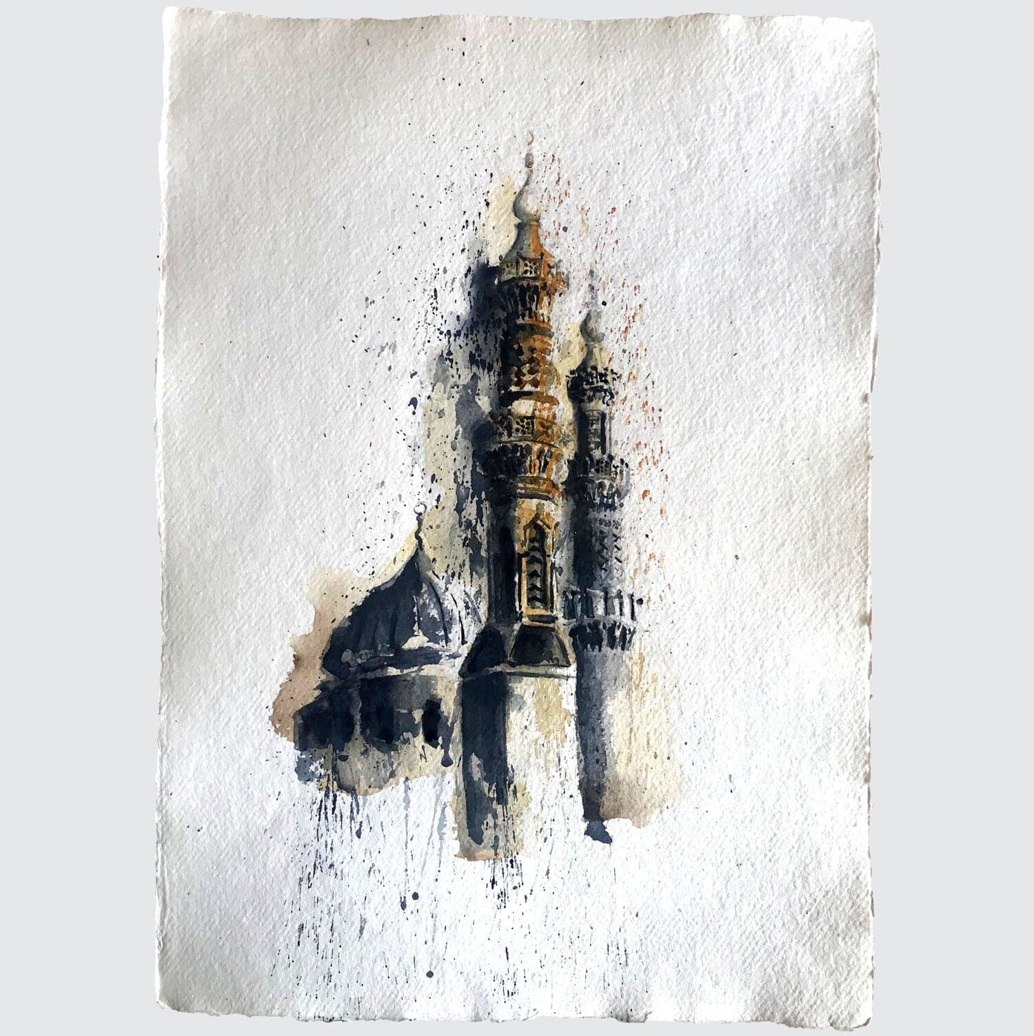 Minarets of al Azhar, an original watercolour work by Jurga Vilimaite