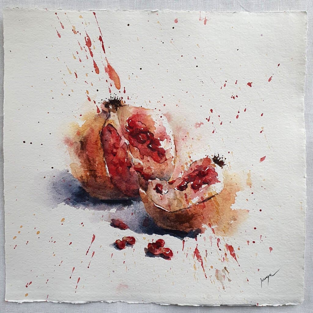 Moroccan pomegranate, an original watercolour work by Jurga Vilimaite