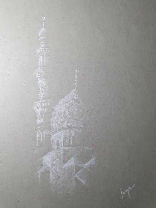 Mosque in Egypt, an original drawing work by Jurga Vilimaite