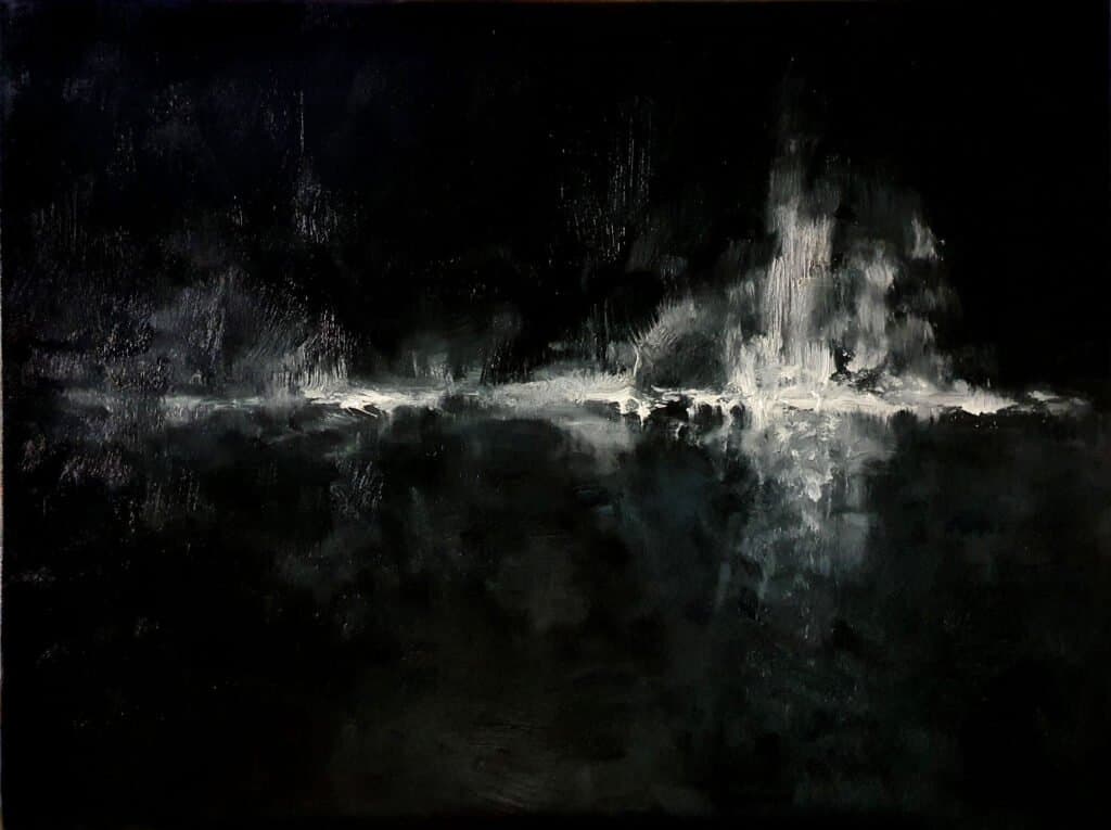 Night swim, an original oil work by Jurga Vilimaite