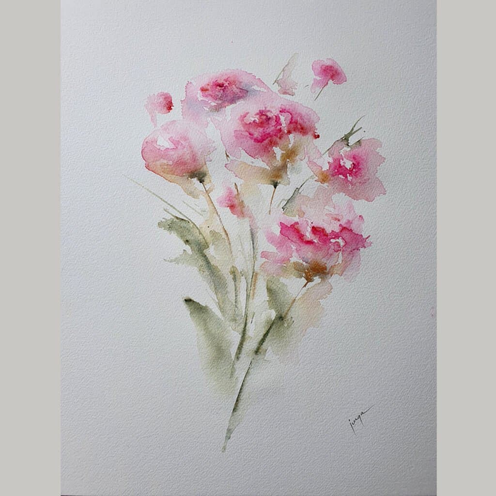 Peonies, an original watercolour work by Jurga Vilimaite