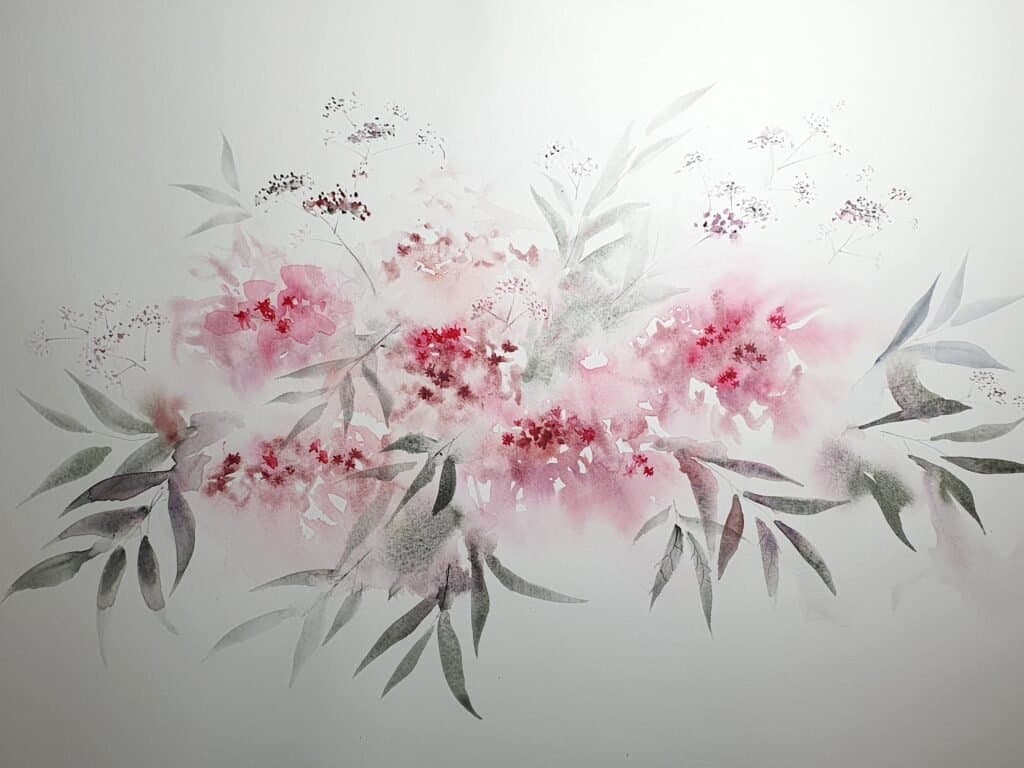 Pinks, an original watercolour work by Jurga Vilimaite