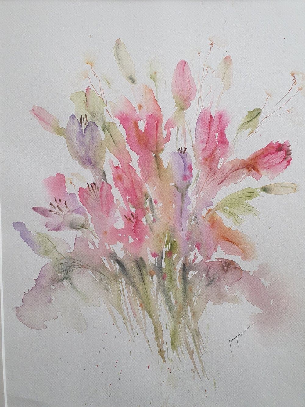 Relaxed tulips, an original watercolour work by Jurga Vilimaite