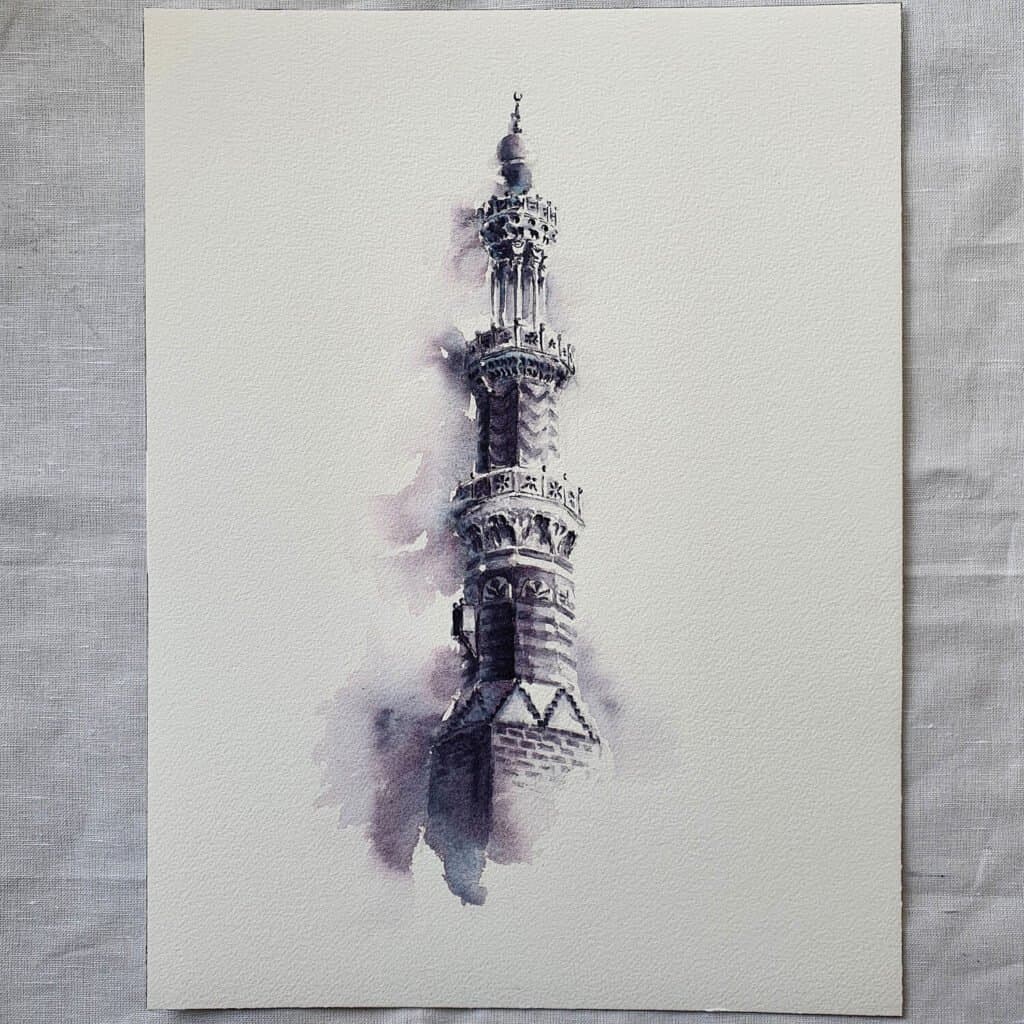 Rise and fall or Emir Sarghitmish, an original watercolour work by Jurga Vilimaite