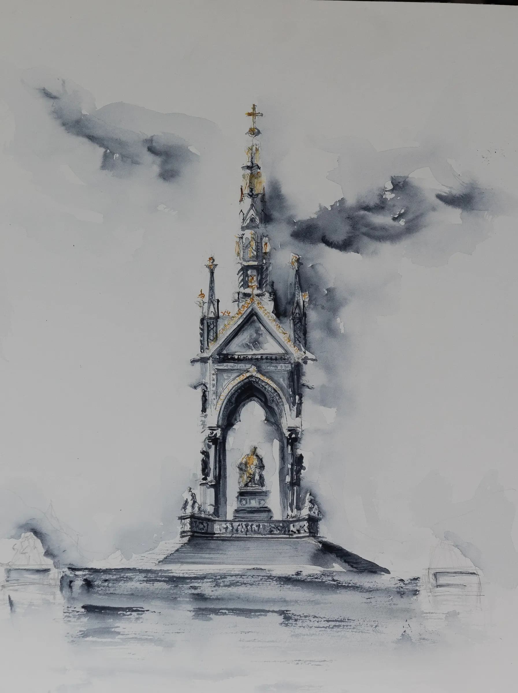 Albert Memorial, an original watercolour painting by Jurga Vilimaite