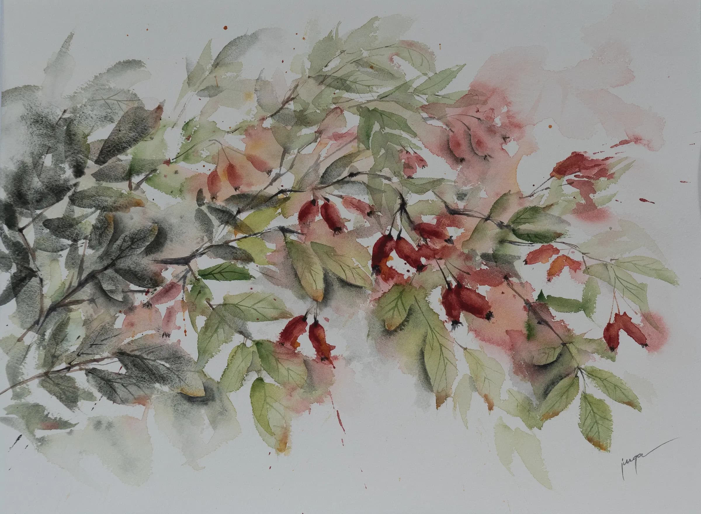 Hibiscus, an original watercolour painting by Jurga Vilimaite