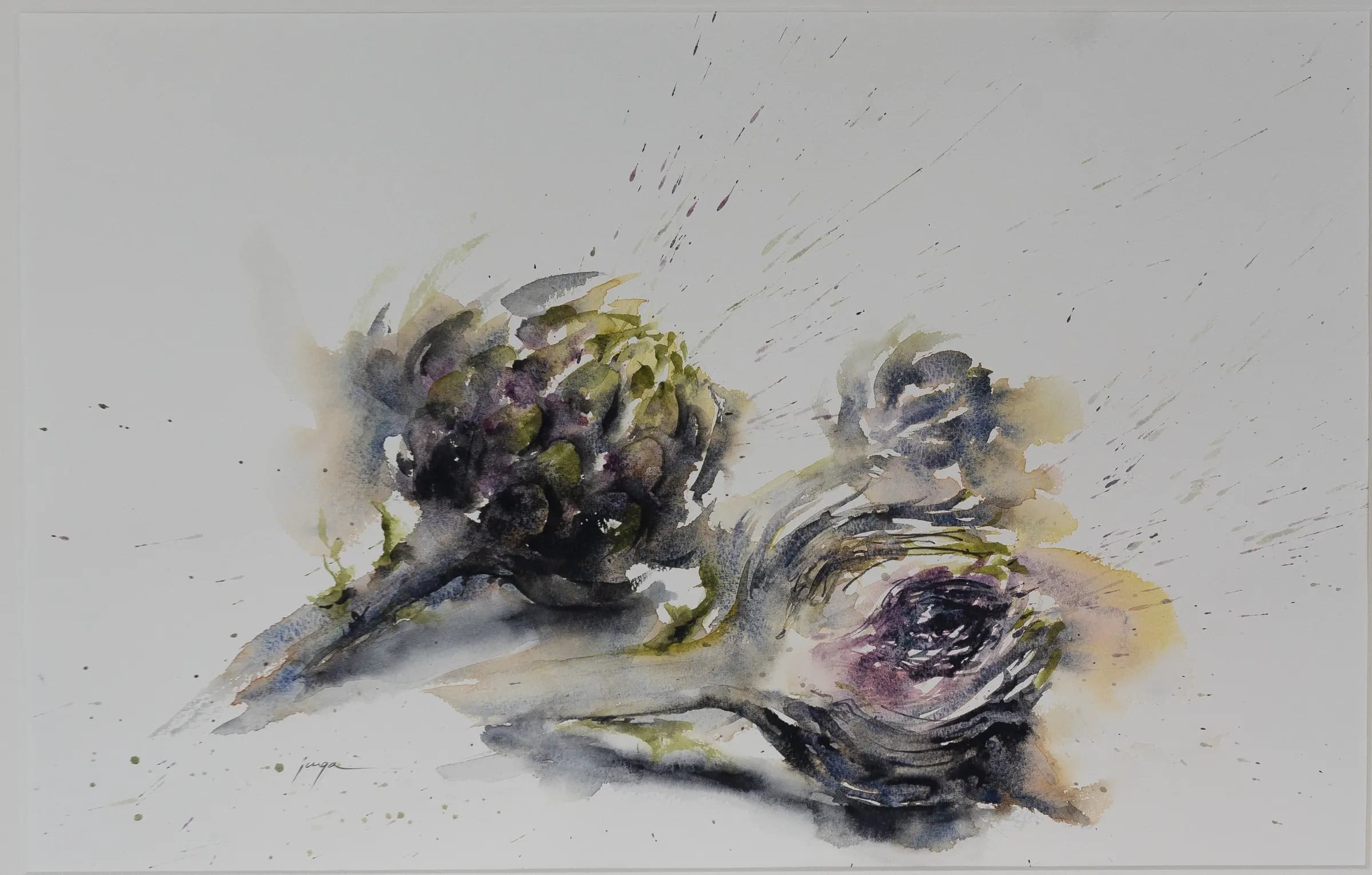 Jazzin’ Artichoke, an original watercolour painting by Jurga Vilimaite