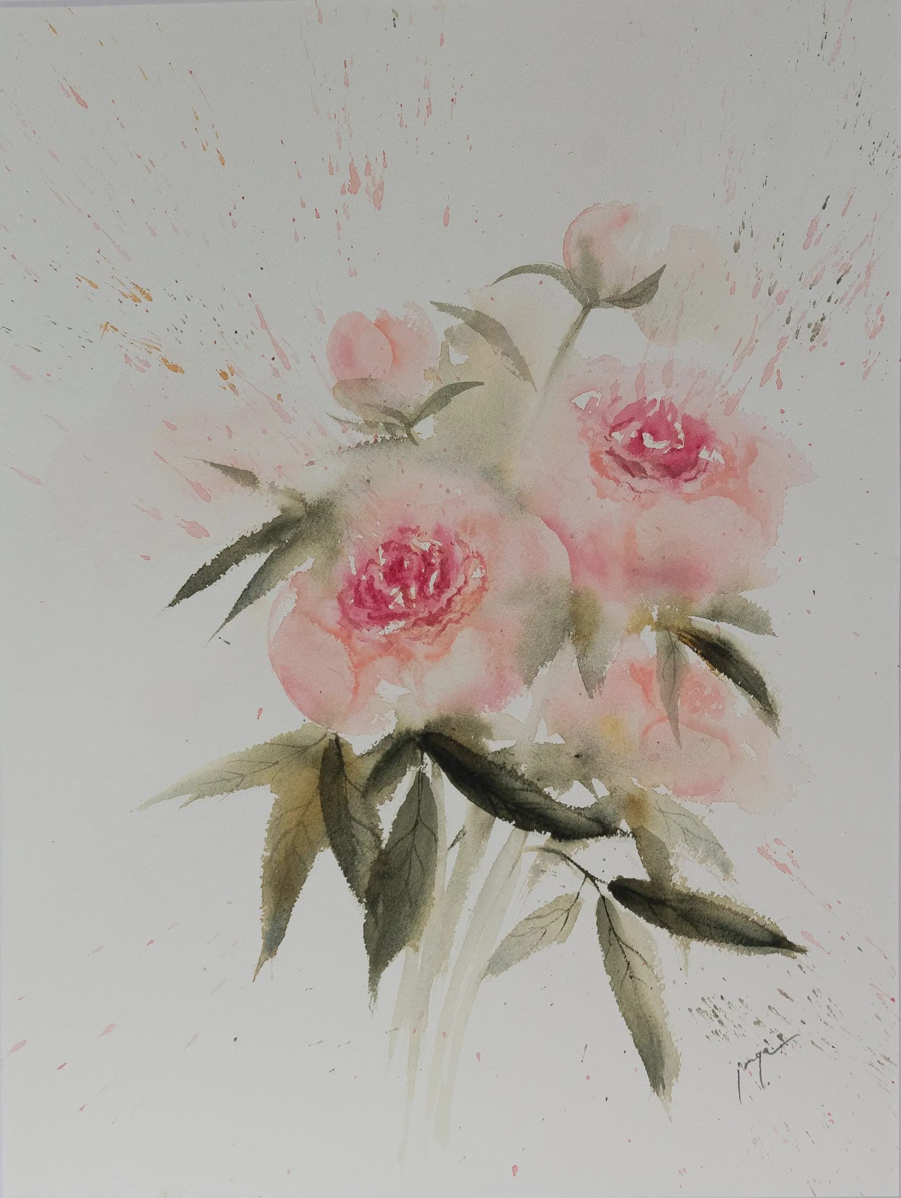 Peonies Two, an original watercolour painting by Jurga Vilimaite