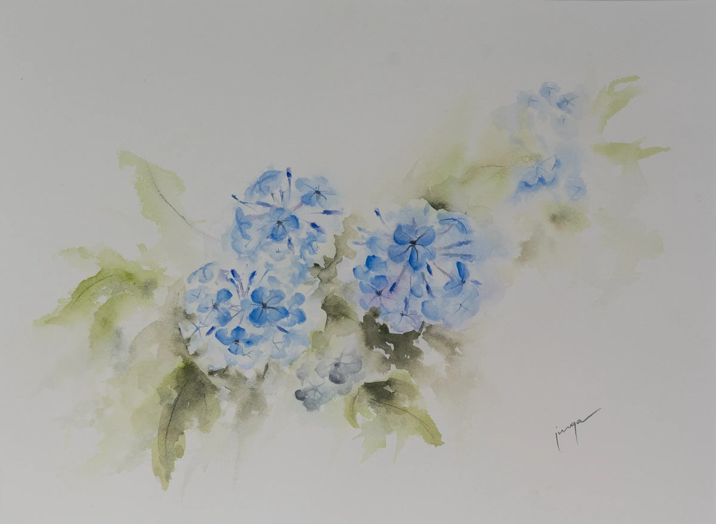 Plumbago, an original watercolour painting by Jurga Vilimaite