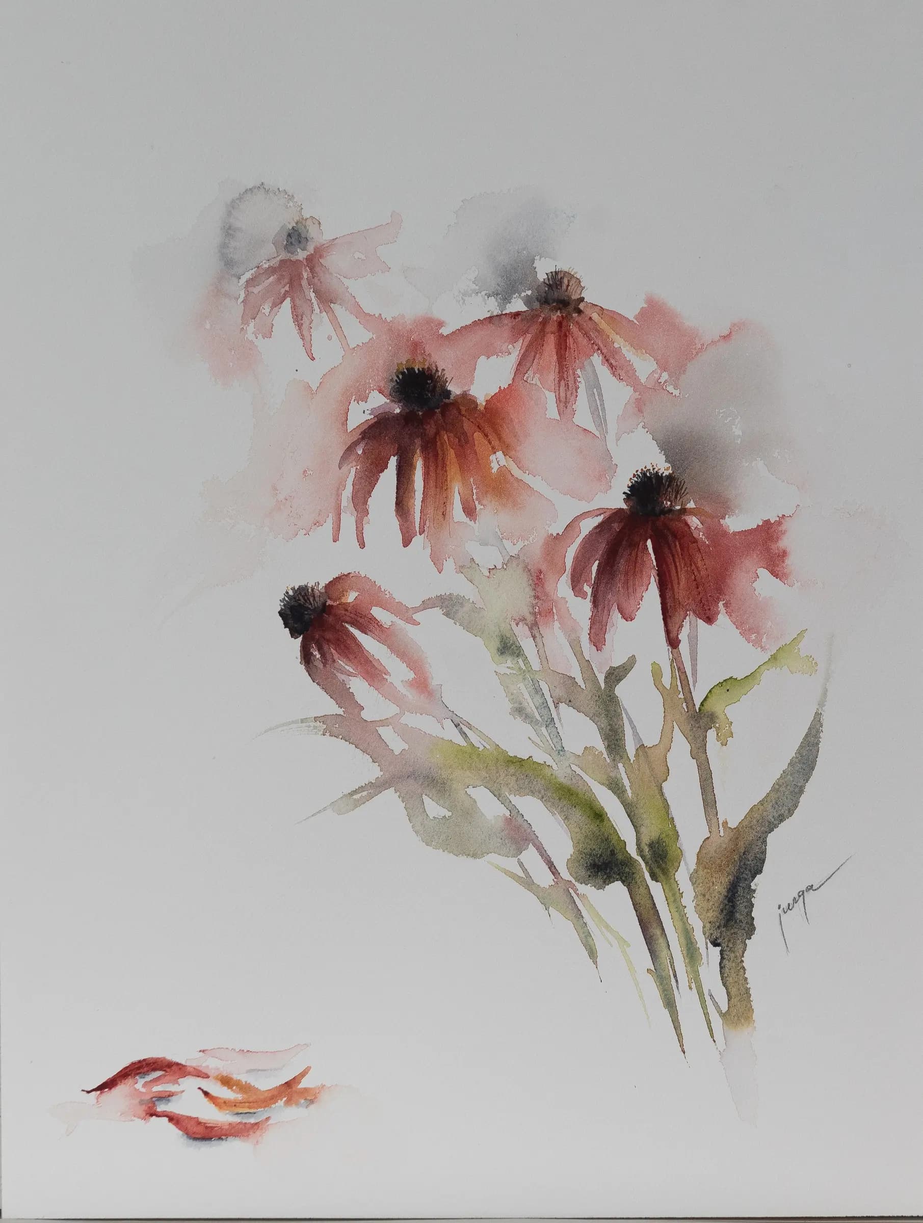 Rudbeckia Two, an original watercolour painting by Jurga Vilimaite