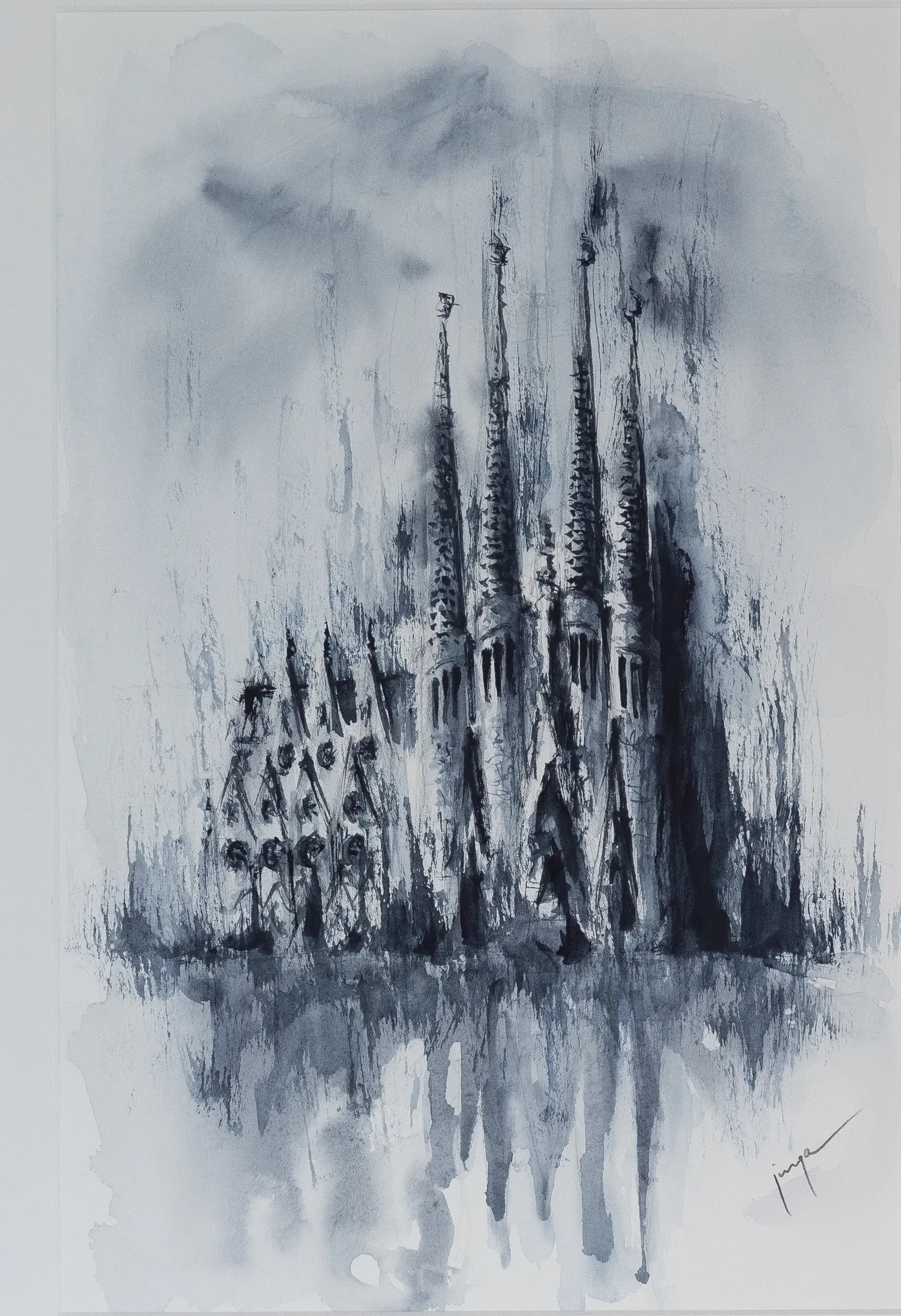 Sagrada Familia, an original watercolour painting by Jurga Vilimaite
