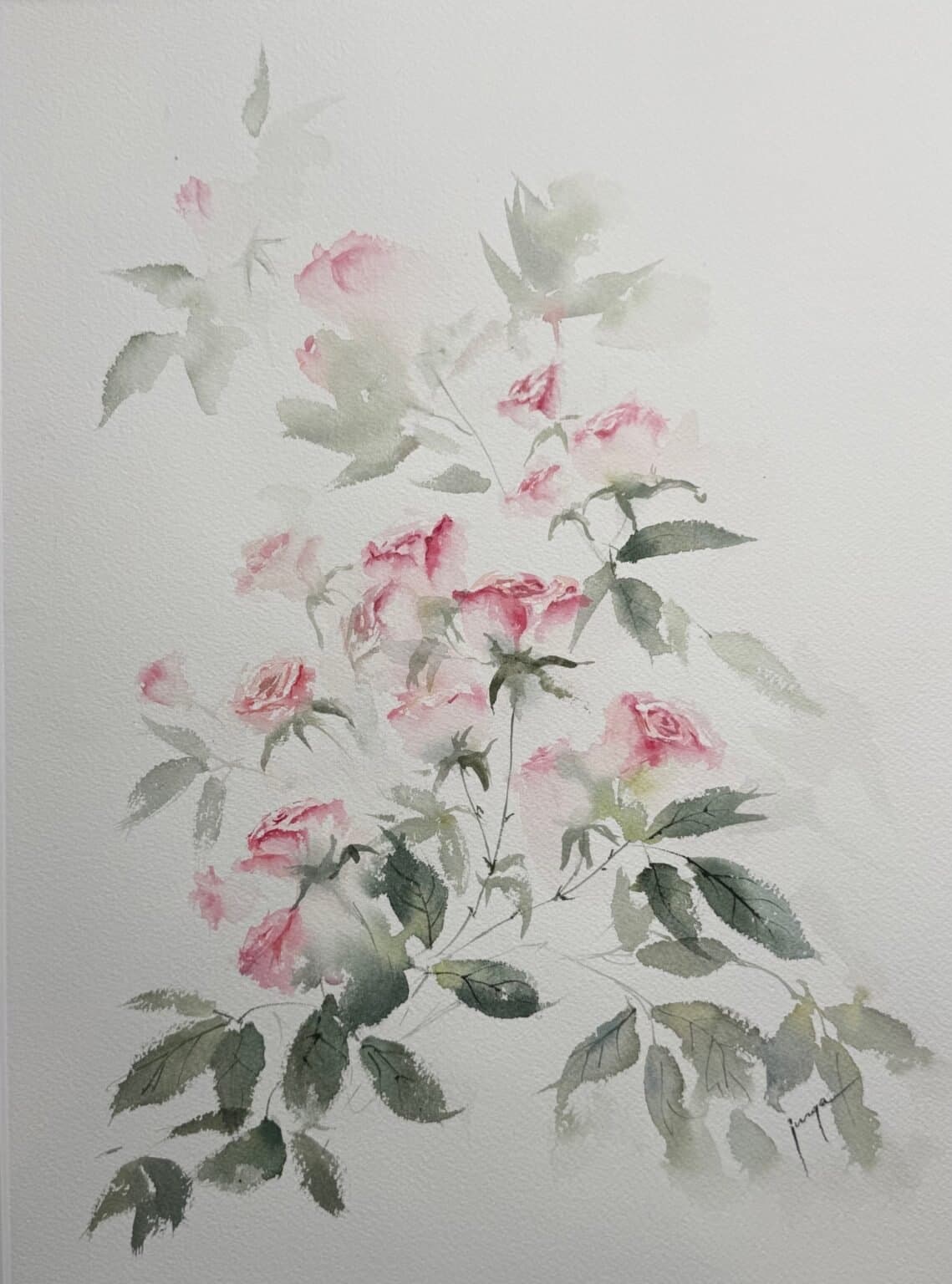 Small Pink Roses, an original watercolour work by Jurga Vilimaite