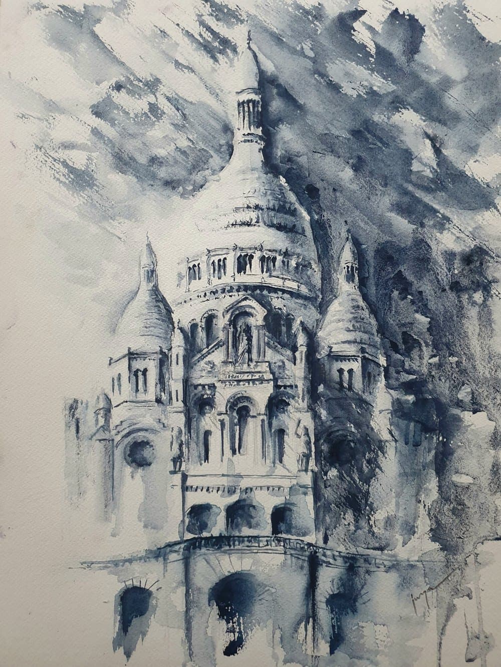 Storm in Paris, an original watercolour work by Jurga Vilimaite