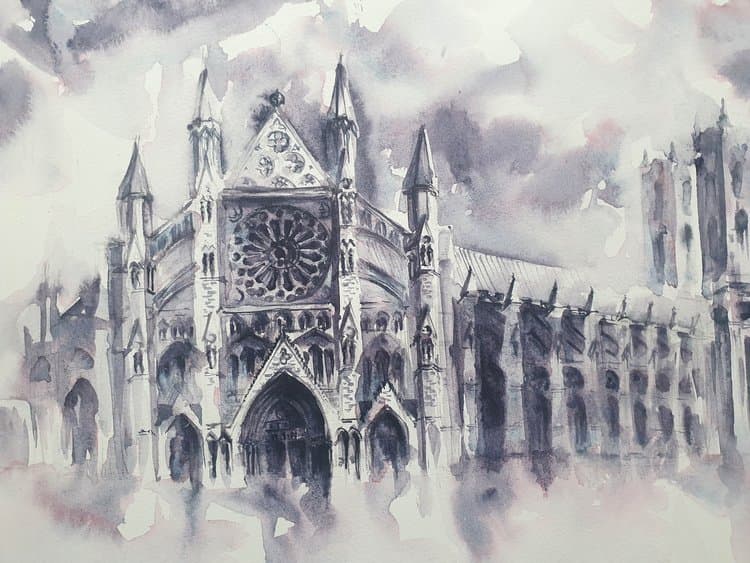 Stormy Westminster, an original watercolour work by Jurga Vilimaite