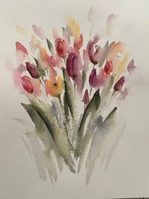 Tulips, an original watercolour work by Jurga Vilimaite