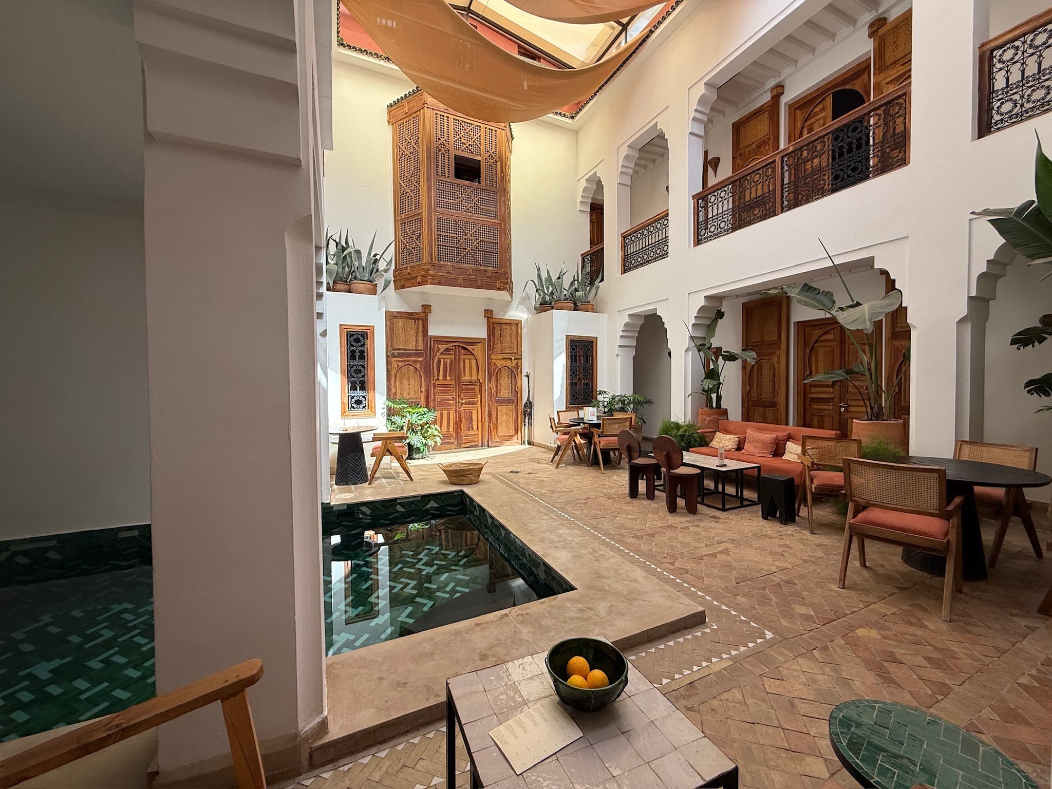The central courtyard and pool at Riad RK and Spa
