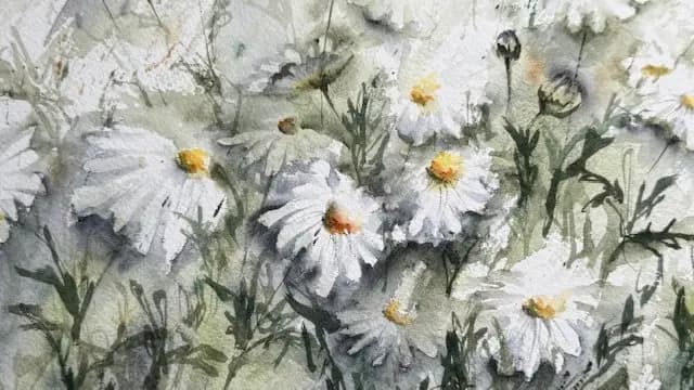 Dancing Daisies watercolour by Jurga Vilimaite