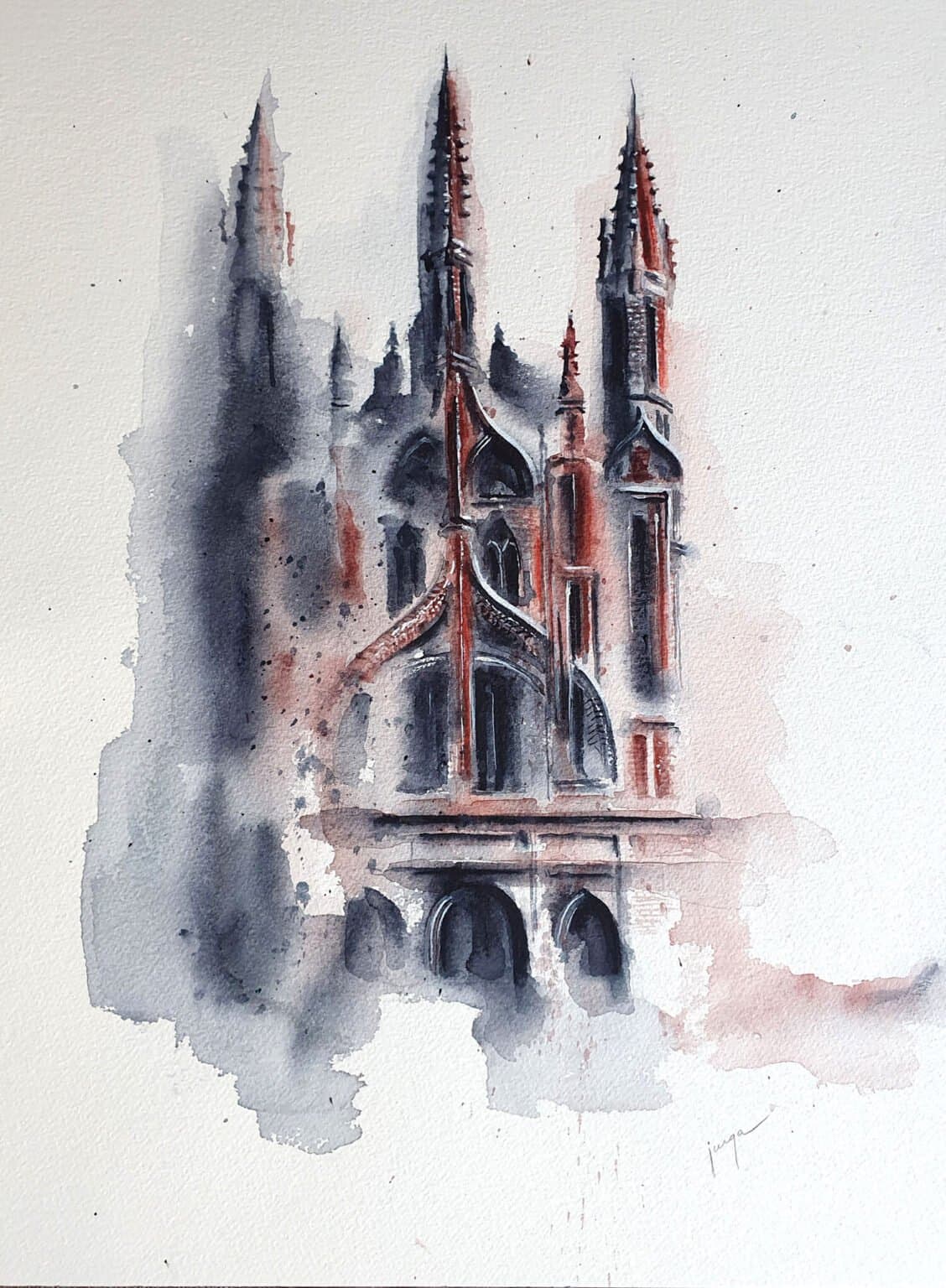 St Anne’s church, an original watercolour work by Jurga Vilimaite