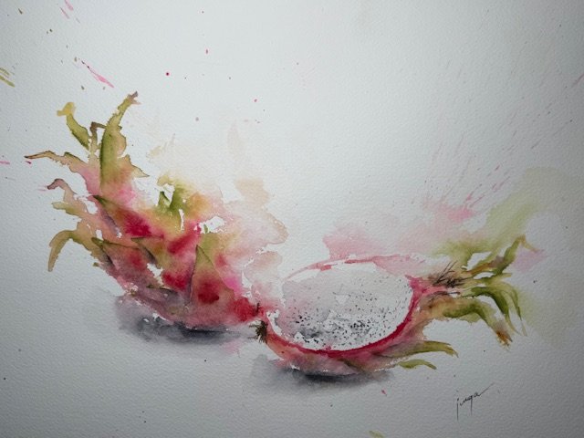 Sleepy drangnfruit, an original watercolour work by Jurga Vilimaite