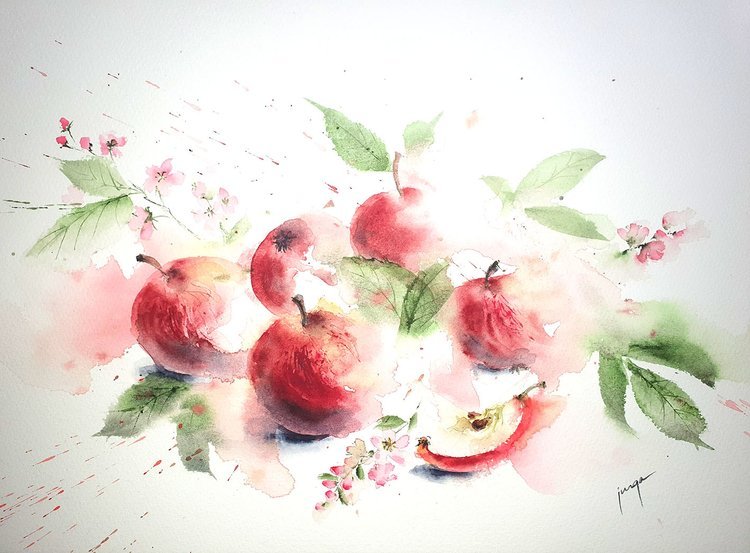 Apples, an original watercolour work by Jurga Vilimaite
