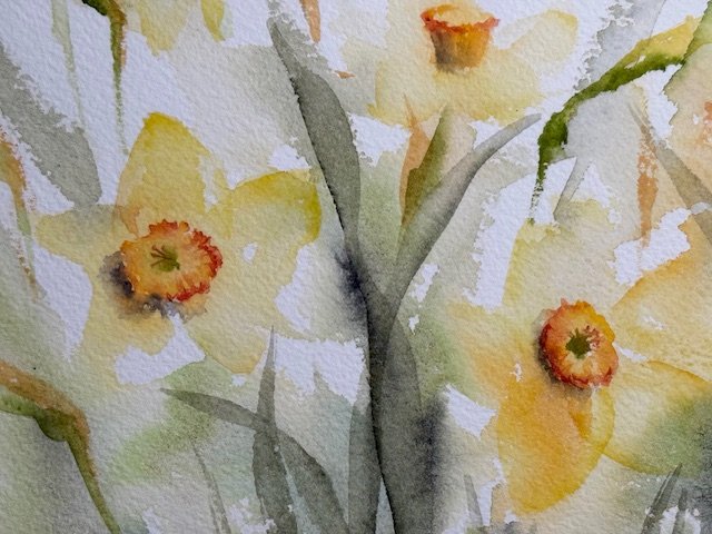Daffodils, an original watercolour work by Jurga Vilimaite