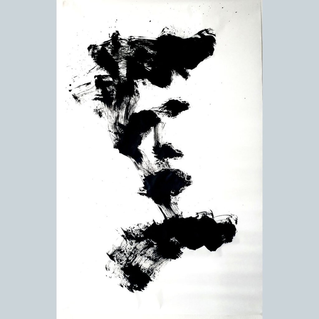 Disappearing face, an original ink work by Jurga Vilimaite