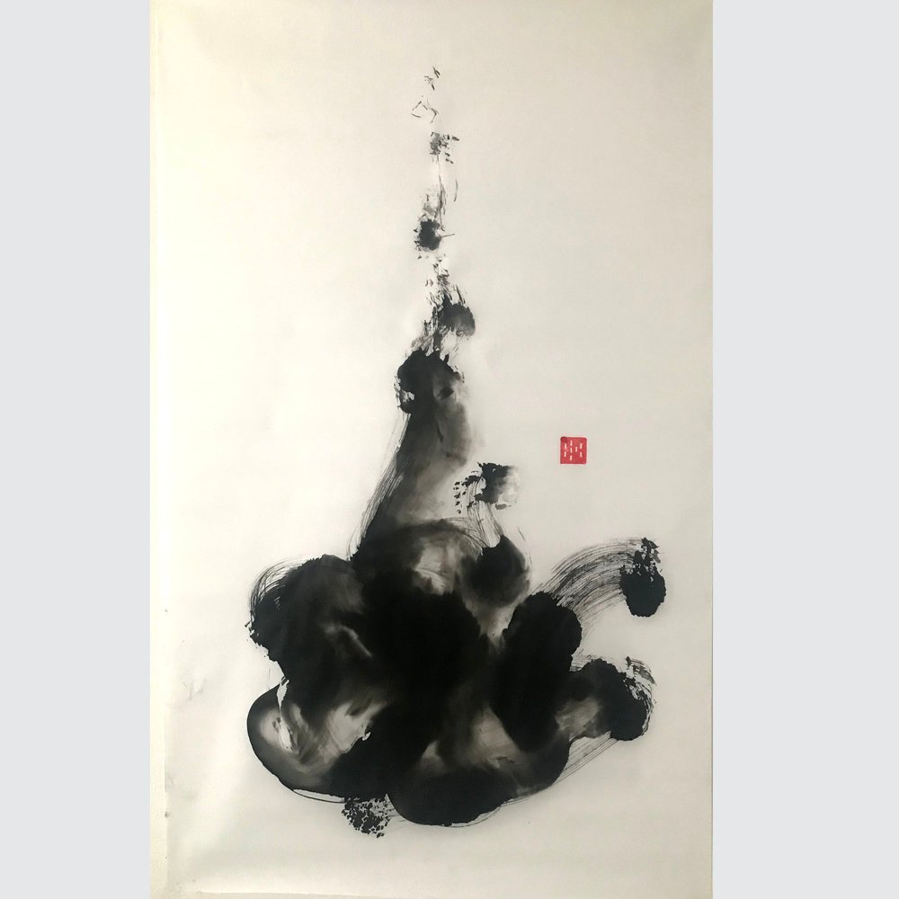 Drowning of the Self I, an original ink work by Jurga Vilimaite