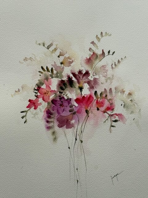 Fresias, an original watercolour work by Jurga Vilimaite