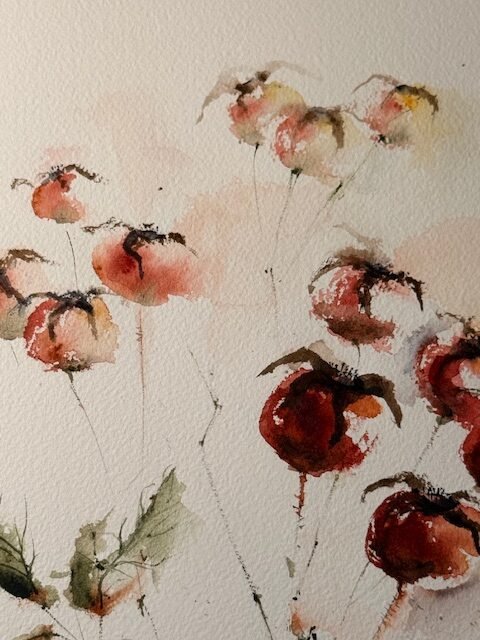 Hibiscus, an original watercolour work by Jurga Vilimaite