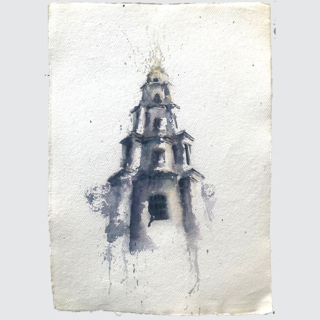 Houses of God, an original watercolour work by Jurga Vilimaite