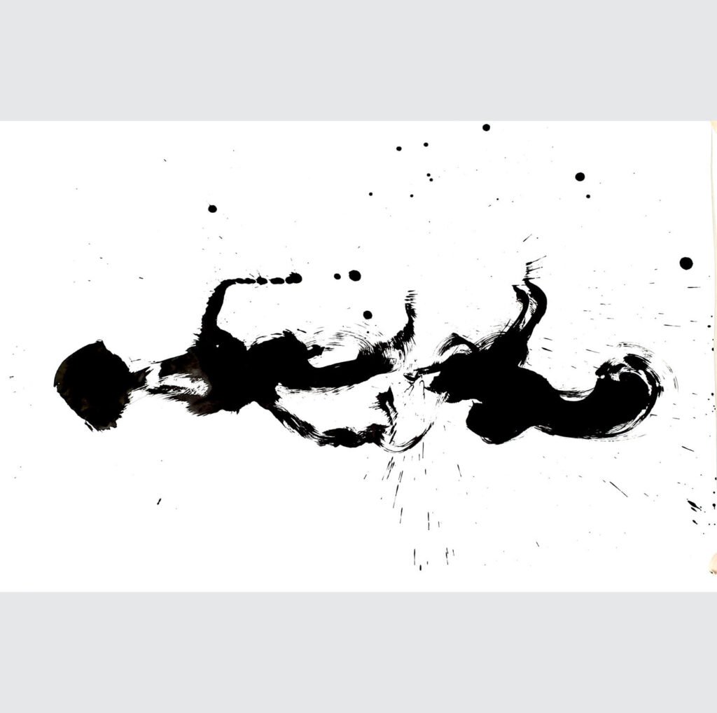 Kids, learning to swim, an original ink work by Jurga Vilimaite