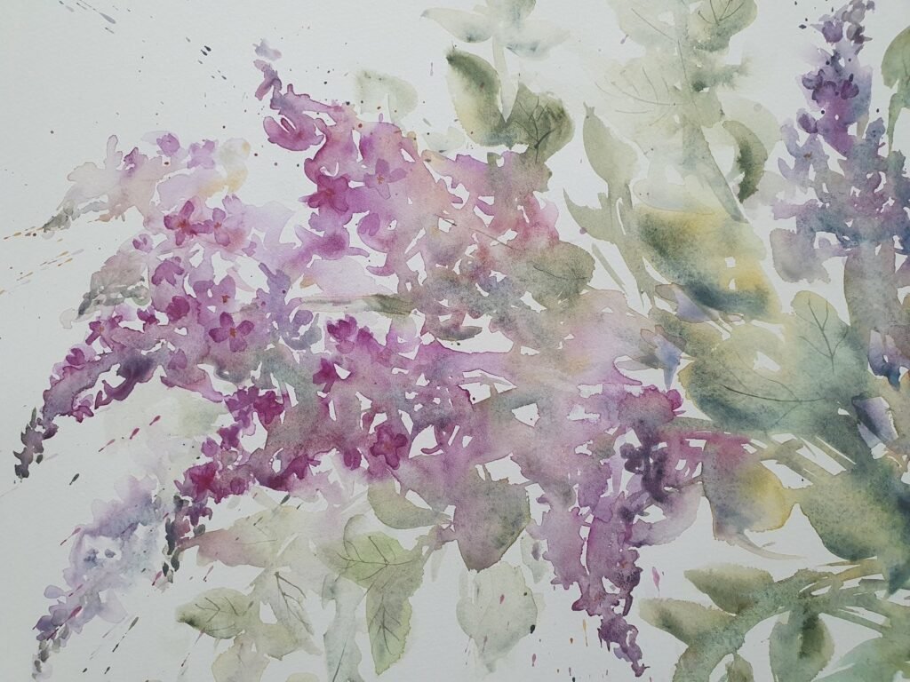 Lilac tree, an original watercolour work by Jurga Vilimaite