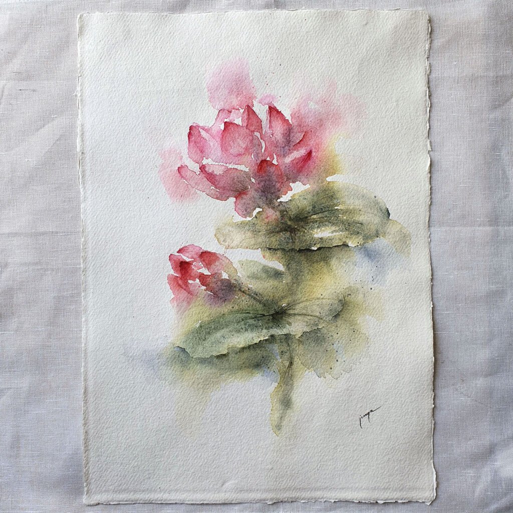 Lotus flower, an original watercolour work by Jurga Vilimaite